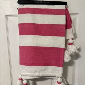 Magaschoni Fuchsia and Cream Striped Blanket